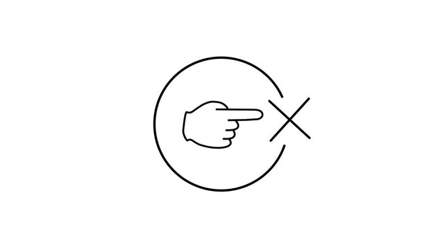 Animated No Touching Pointing Finger Hand Forbidden Circle Sign Icon Loop Red Cross Motion Graphic Ban Restricted UI Element