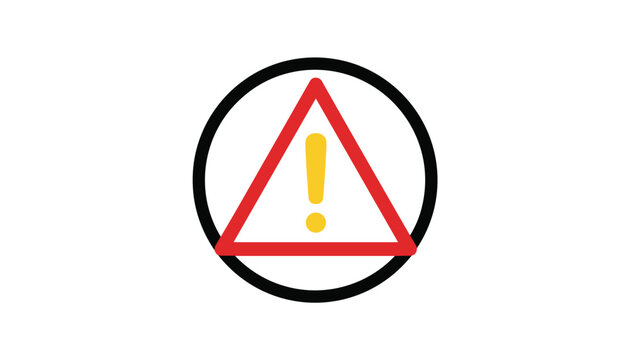 Standard warning symbol with a yellow exclamation mark inside a red triangle and surrounded by a black circle.