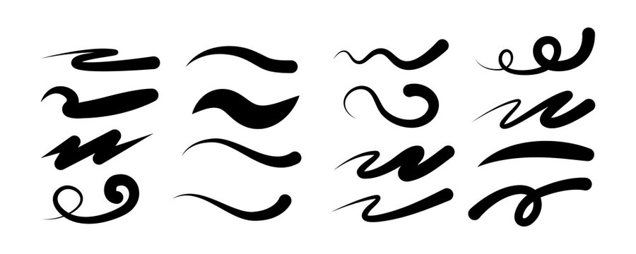 Hand-Drawn Calligraphy Swash Underlines and Arrow Brush Strokes Set