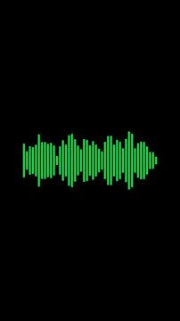 audio waveform spectrum moving animation on green background. Sound wave pattern audio visual waveform. Motion graphics of music bar concept