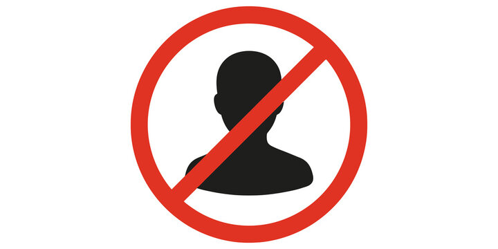Person silhouette with red prohibition sign on transparent background.