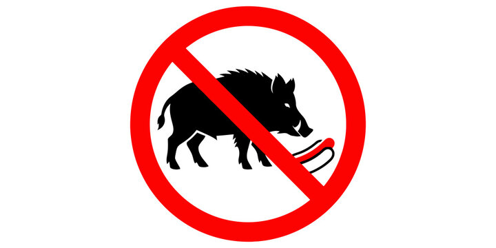 No wild boar sign featuring red circle warning for animal restriction.