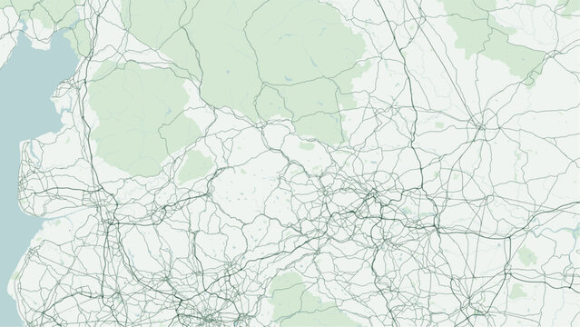 Modern minimalist vector map of Keighley, West Yorkshire, UK. Scalable mill town street grid, River Aire, River Worth, Leeds and Liverpool Canal, Cliffe Castle Park, and rail for wall art posters.