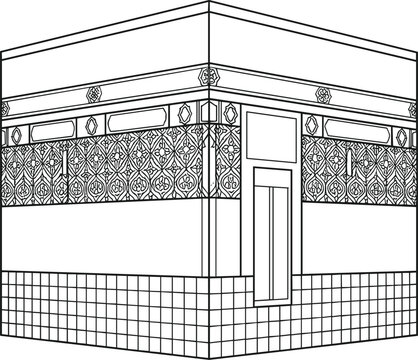 Holy Kaaba building in Mecca icon vector illustration representing Islamic pilgrimage hajj and umrah cultural religious landmark