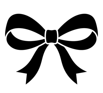 Black silhouette of a decorative bow for gift wrapping and celebration with gift ribbon present decoration gift wrap