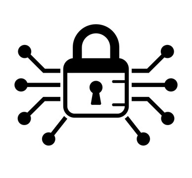 Cybersecurity padlock icon with digital nodes and connection lines data security cybersecurity protection