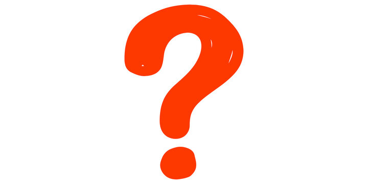 Handwritten red question mark icon for customer support and FAQ section design.