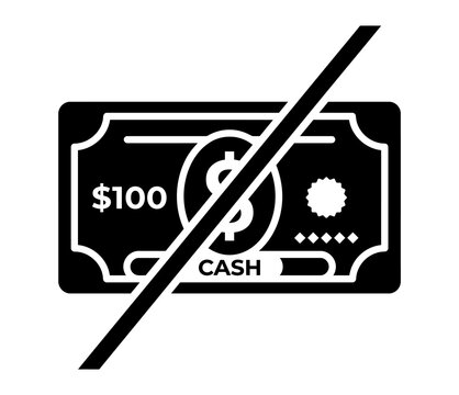 Cash payment icon with a prohibition cross sign no cash money icon payment method no money payment gateway