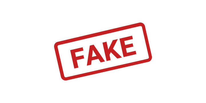 Red rectangle stamp with fake text for authenticity and verification graphics.