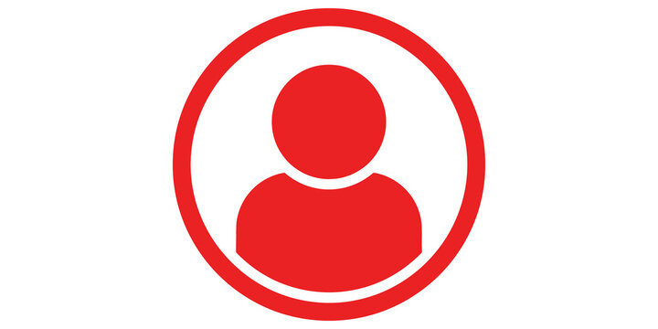 Red user icon inside circle representing profile settings or account management interface.