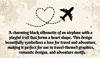 Romantic Airplane Heart Design for Travel and Adventure Themes © Rokonujjaman
