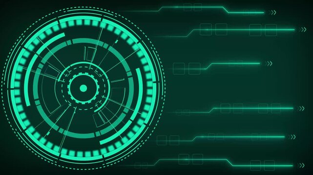 Teal digital HUD animation displays telemetry on dark. Radar systems monitor on the teal digital HUD animation. Tracking screens drive this teal digital HUD animation.