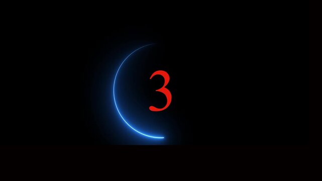 Glowing Number 3 Neon Light Icon on Black Background