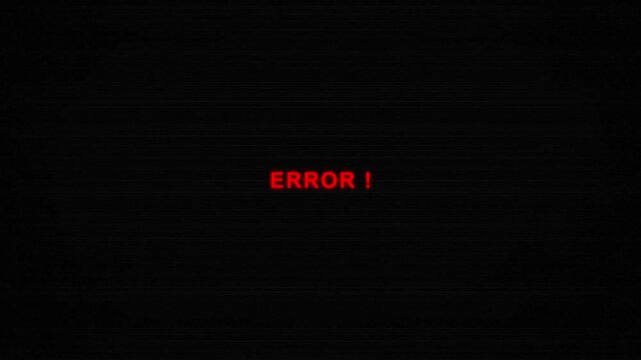 Error message animation displays warning text on screen. System alerts flash on the red error message animation. Computer glitch warnings trigger the error message animation.