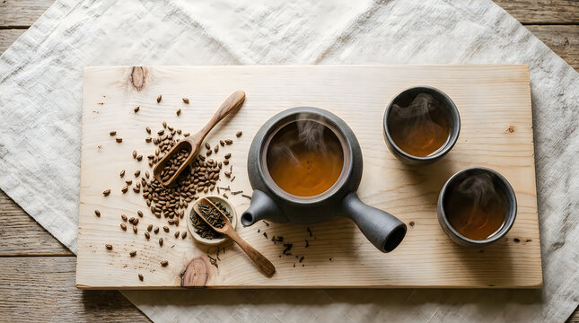 Turkish coffee and fortune telling with traditional cups on a linen surface