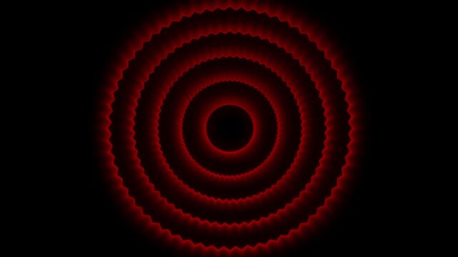 Concentric rings animation pulses with jagged red edges. Abstract energy radiates in the concentric rings animation. Futuristic target graphics use concentric rings animation.