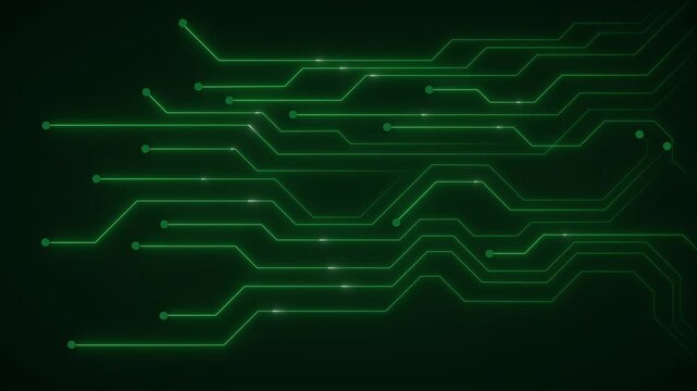 Circuit board lines animation pulses with glowing nodes. Computing telemetry guides circuit board lines animation. Processor tracks drive this circuit board lines animation.