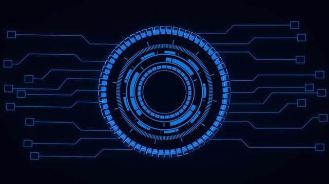 HUD interface animation connects to blue circuit tracks. Control screens operate with HUD interface animation. Cyber telemetry displays use this active HUD interface animation.