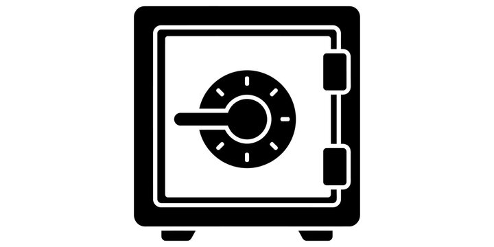 Safe icon with combination lock and handle for security and storage.