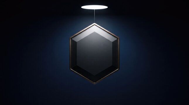 3d World Sale Badge Collection abstract background  design nwe 2026 Modern hexagonal ceiling light with warm glow on dark background illustration