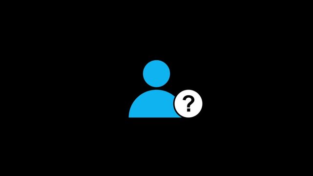 User help icon showing a user profile with a question mark, representing support request, user inquiry, help center, and assistance concepts.