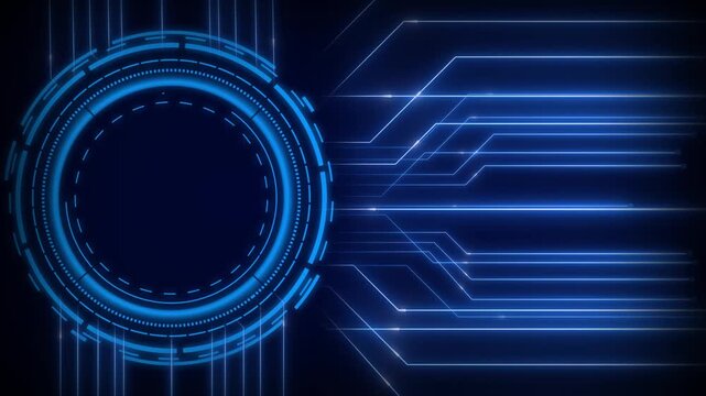 HUD element animation connects to blue circuit tracks. Motherboard telemetry guides this HUD element animation. User interface screens use this HUD element animation.