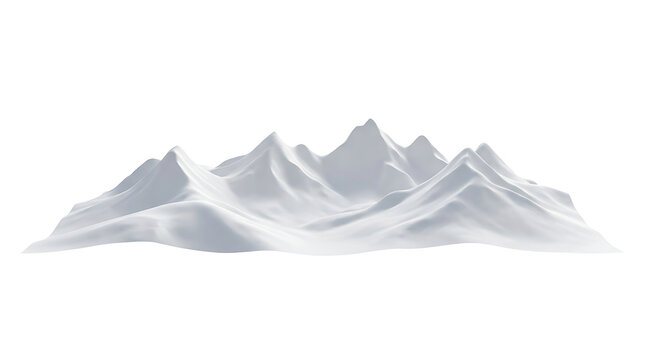 3d rendered white mountain range isolated on transparent background