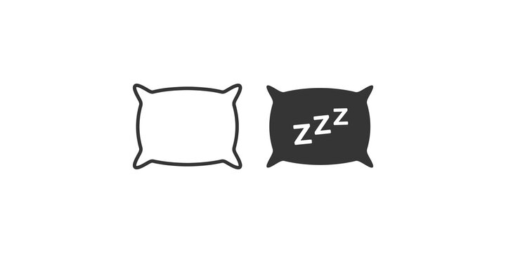 Comfortable sleeping pillow icons with zzz symbols for bedtime rest and relaxation concepts.
