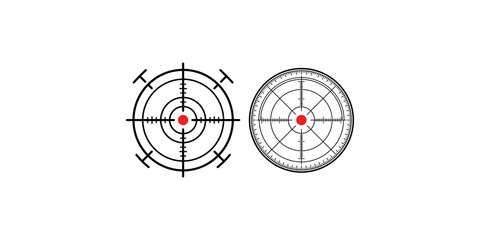 Two styles of rifle scope reticle crosshair icons for shooting and aiming precision applications. © Shan masih