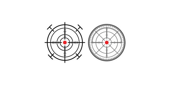 Two styles of rifle scope reticle crosshair icons for shooting and aiming precision applications.