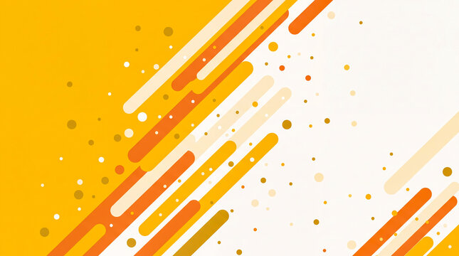 Abstract yellow and orange diagonal lines with scattered dots on a white background for copy space