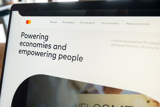 Mexico city, mexico, 11 29 2025: mastercard empowering economies and people landing page