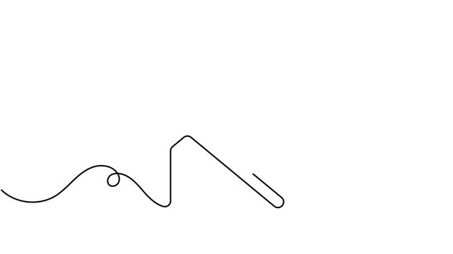 Calligraphy style letter k icon sign continuous one line drawing moving on white background minimalist single art identity of template and branding concept symbol animation video