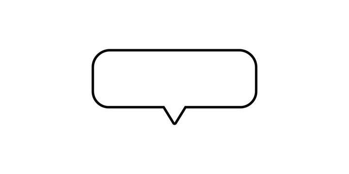 Empty rectangular speech bubble with tail for text and messages on transparent background.