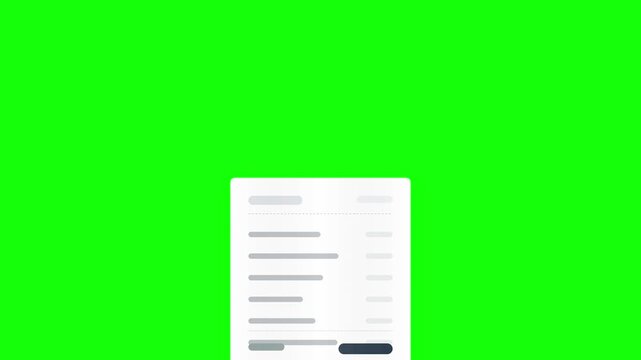 Digital Order Confirmation Receipt Animation with Green Screen Background