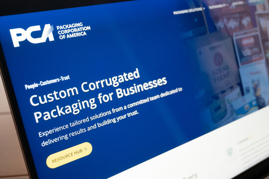 Mexico city, mexico, 11 29 2025: pca packaging corporation of america website displaying packaging solutions
