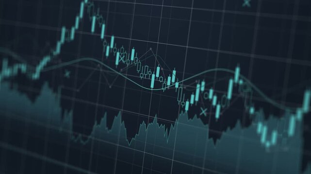 Light green candle chart stock market, graph diagram and statistic information business financial investment wealth display index