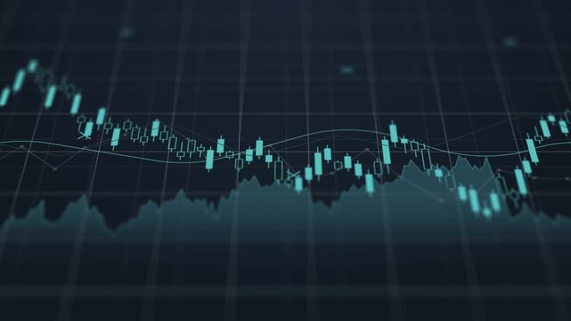 Light green candle chart stock market, graph diagram and statistic information business financial investment wealth display index