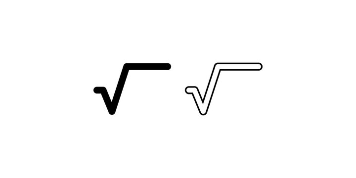 Mathematical square root symbols in solid and outline styles for scientific and educational design applications.