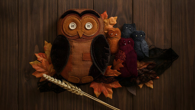  Layered Fabric Owl Wall Art DIY Kit, created with generative ai