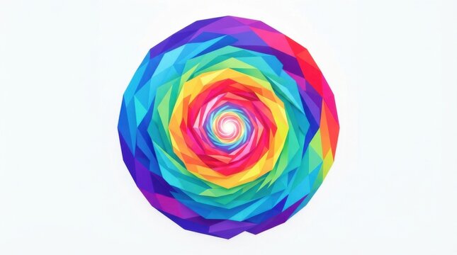 Colorful rainbow spiral shape isolated on a white background