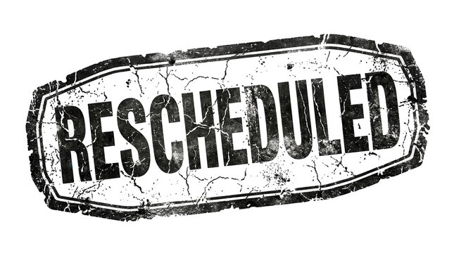 Black ink rubber stamp with the word rescheduled isolated on white background isolated on transparent background