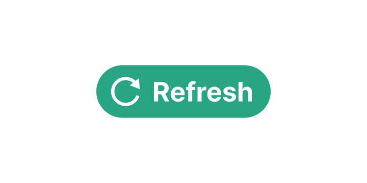 Green refresh button with white circular arrow icon and sans serif text for website interface elements.