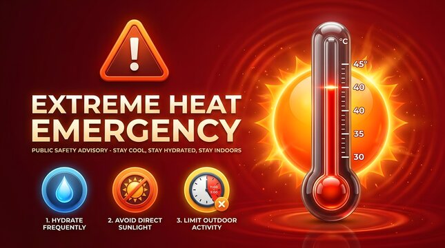 Extreme heat emergency public safety advisory stay cool, stay hydrated, stay indoors