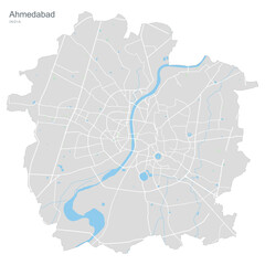 Obraz premium Detailed Map of Ahmedabad City, India - Urban Planning and Infrastructure