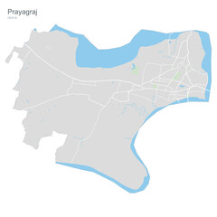 Obraz premium Map of Prayagraj, India - Detailed City Plan