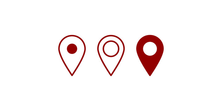 Location pin icon set for navigation maps and geographical markers.