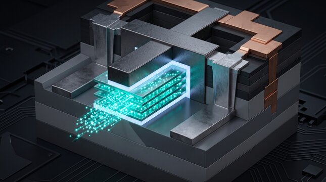 Microchip Architecture With Flowing Green Data Blocks