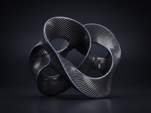 Abstract Shape Made of Dark Carbon Fiber Material
