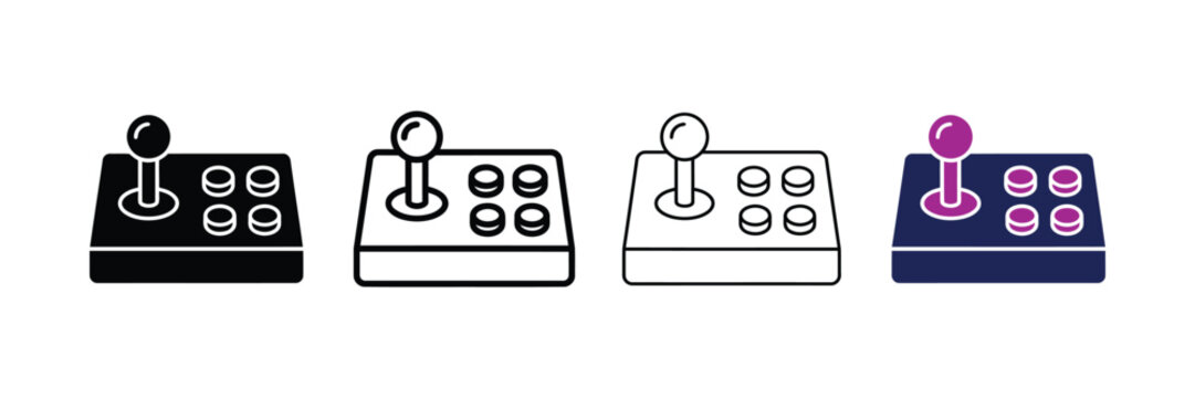 Joystick control panel icon set flat vector illustration